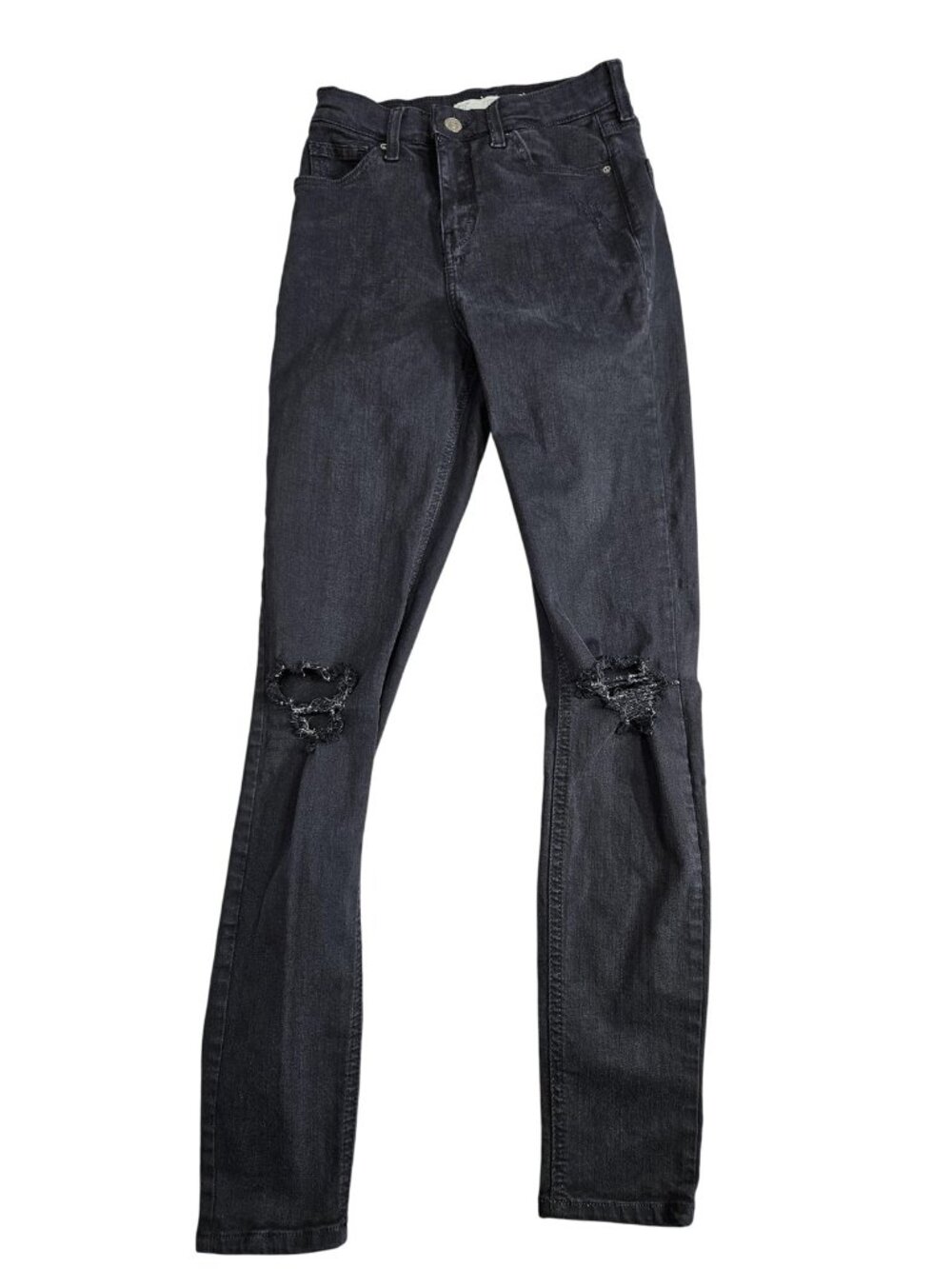 Topshop Moto Jamie‎ Skinny Jeans Womens 26 Charcoal High Rise Distressed